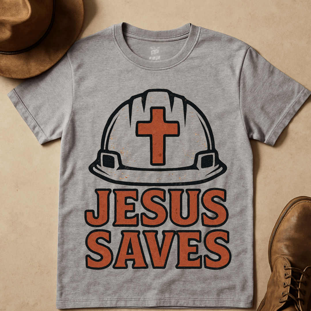 JESUS SAVES CONSTRUCTION T-SHIRT