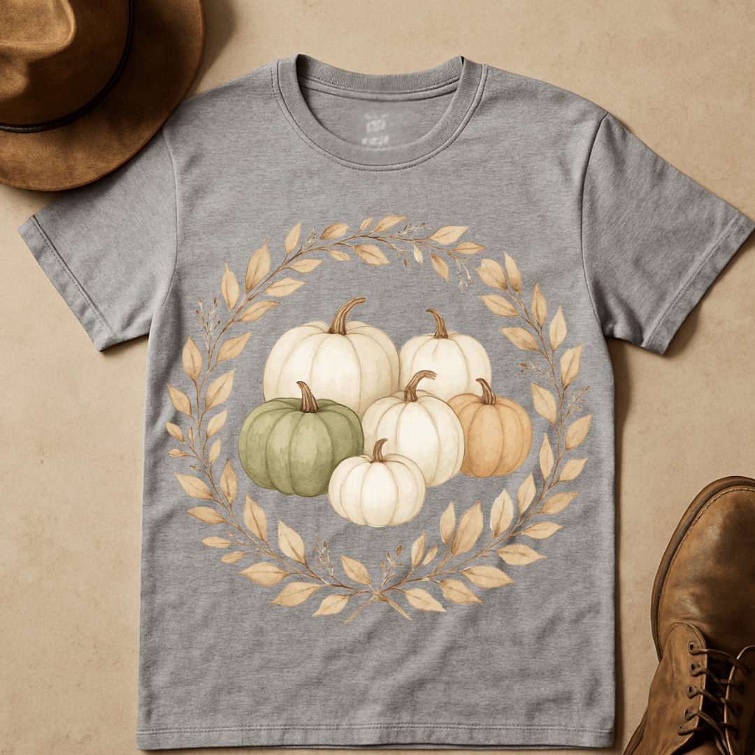 WATERCOLOR PUMPKIN WREATH T-SHIRT