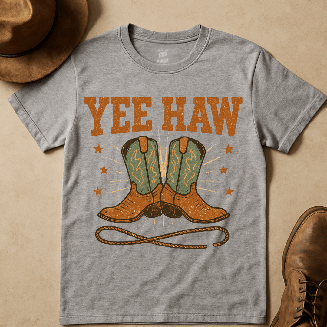 YEEHAW BOOTS AND STARS T-SHIRT