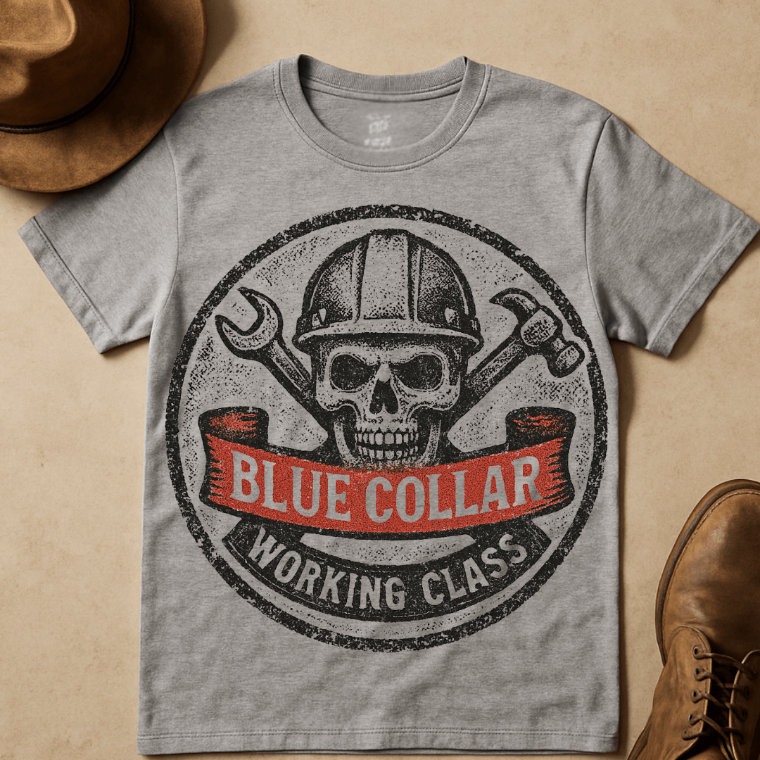 SKULL WITH HARD HAT EMBLEM T-SHIRT