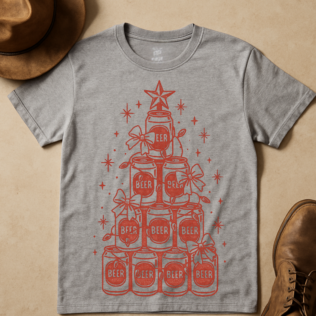 BEER CHRISTMAS TREE T-SHIRT