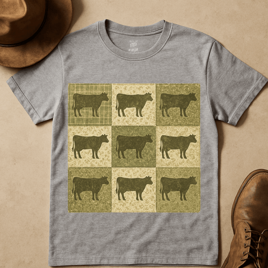 COW PATCHWORK QUILT T-SHIRT