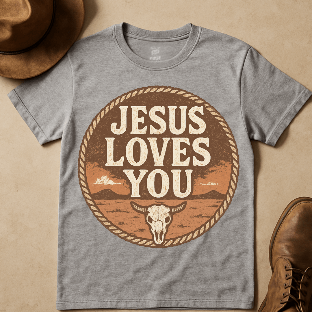 SKULL JESUS LOVES YOU T-SHIRT