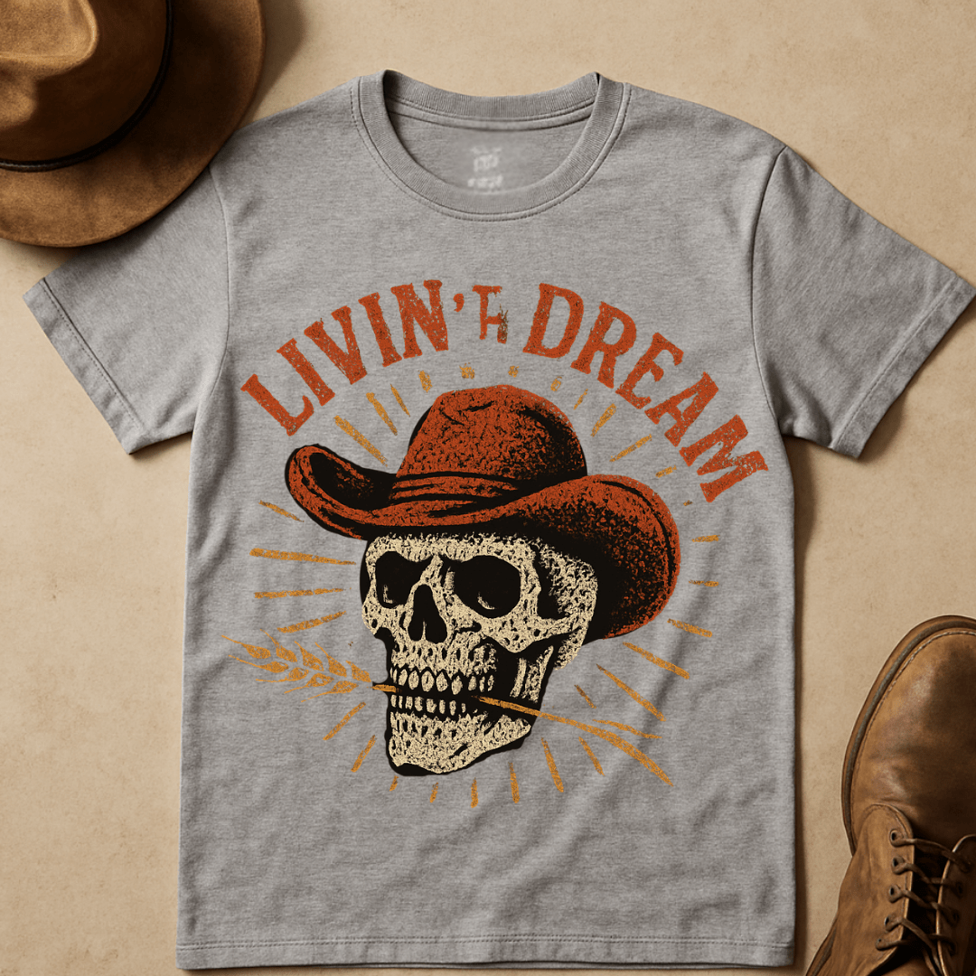 RUGGED SKULL WITH WHEAT T-SHIRT
