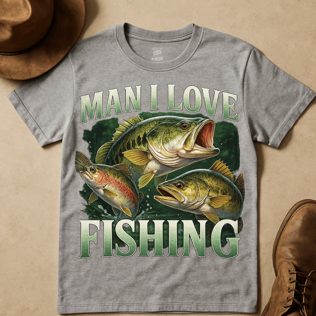 MAN I LOVE FISHING MIXED T-SHIRT