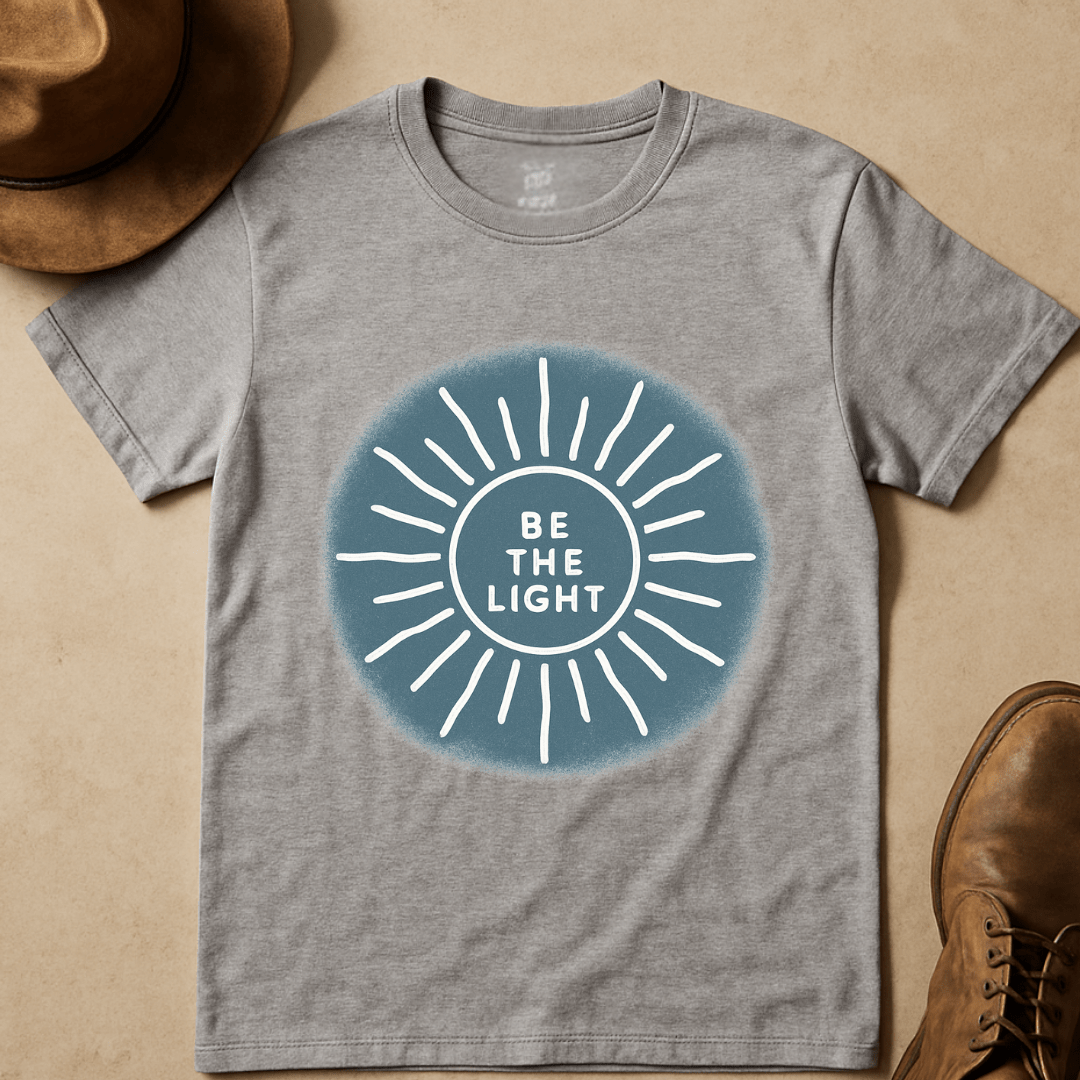 BE THE LIGHT DENIM BLUE T-SHIRT