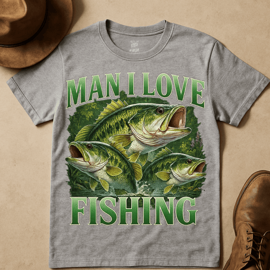 MAN I LOVE FISHING BASS T-SHIRT