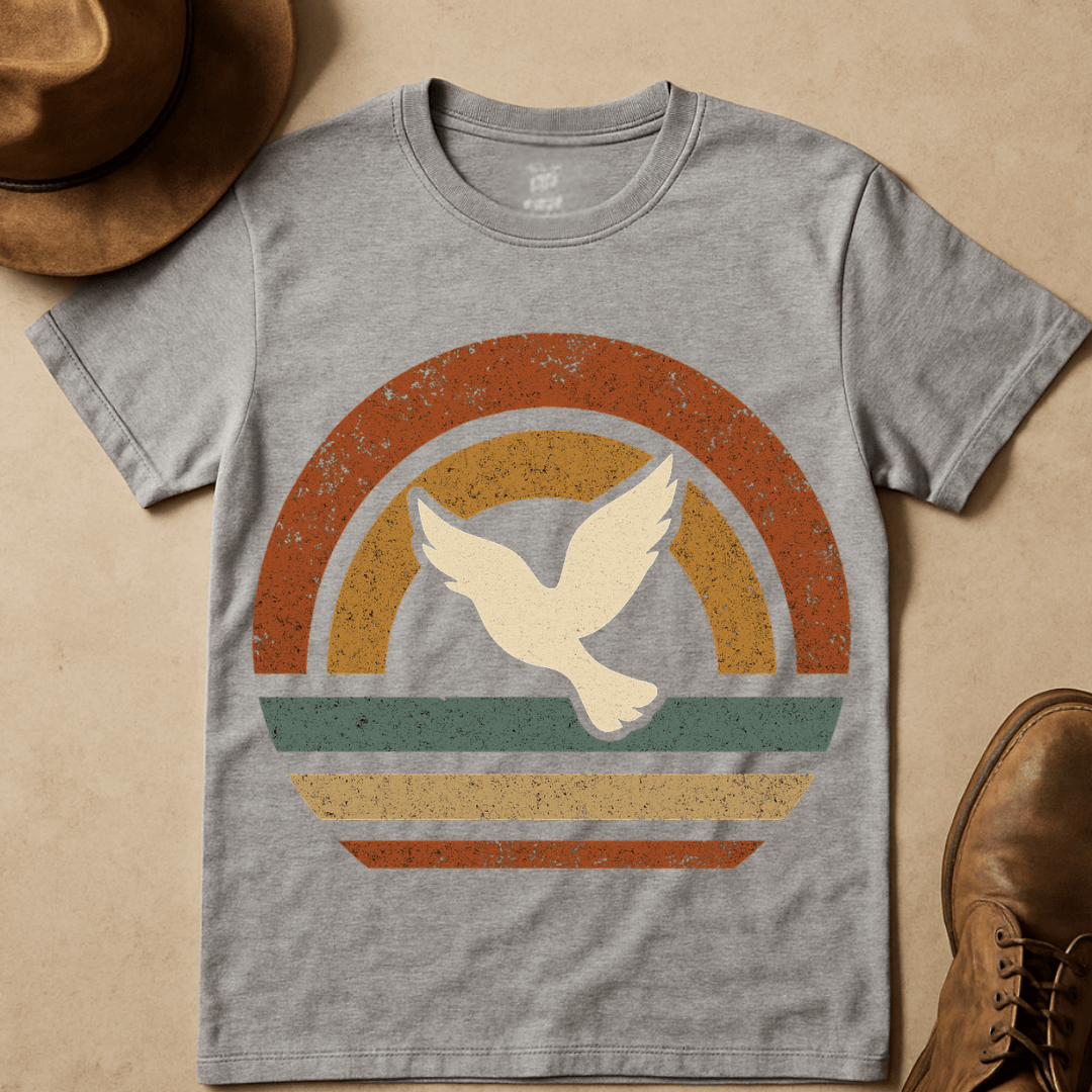 HIPPIE SUNSET WITH SOARING DOVE T-SHIRT