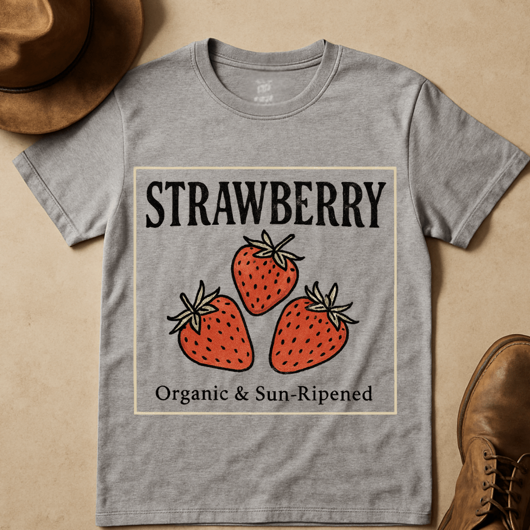STRAWBERRY ORGANIC LABEL T-SHIRT