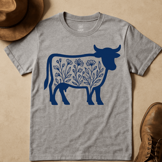 INDIGO COW T-SHIRT