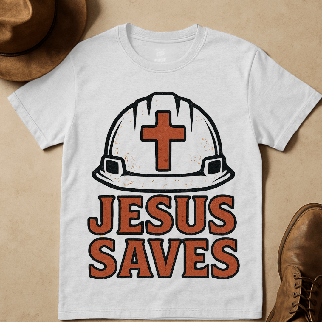 JESUS SAVES CONSTRUCTION T-SHIRT