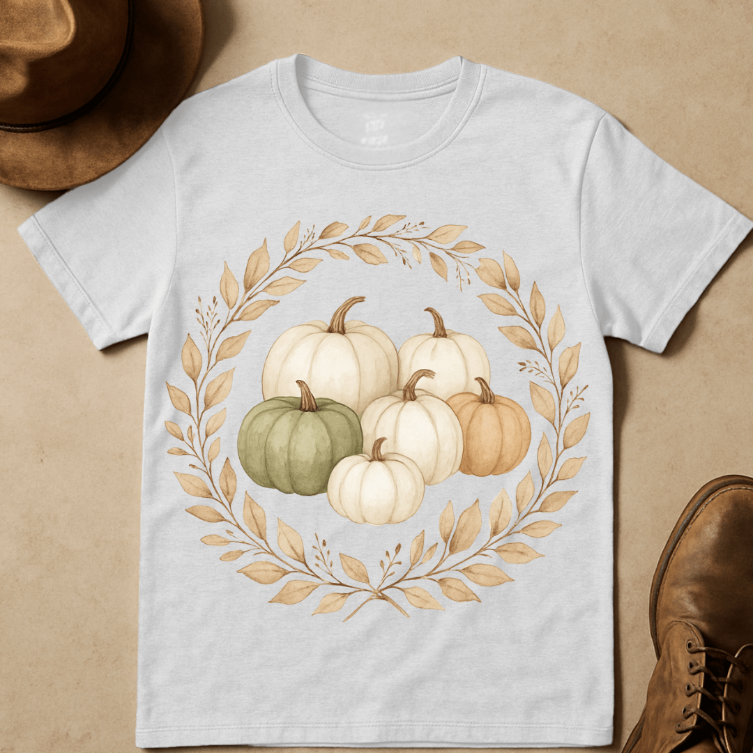 WATERCOLOR PUMPKIN WREATH T-SHIRT