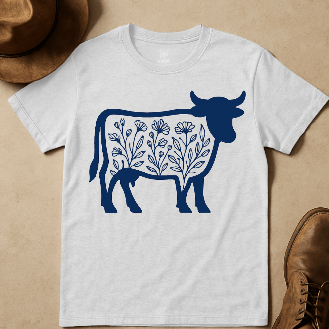 INDIGO COW T-SHIRT