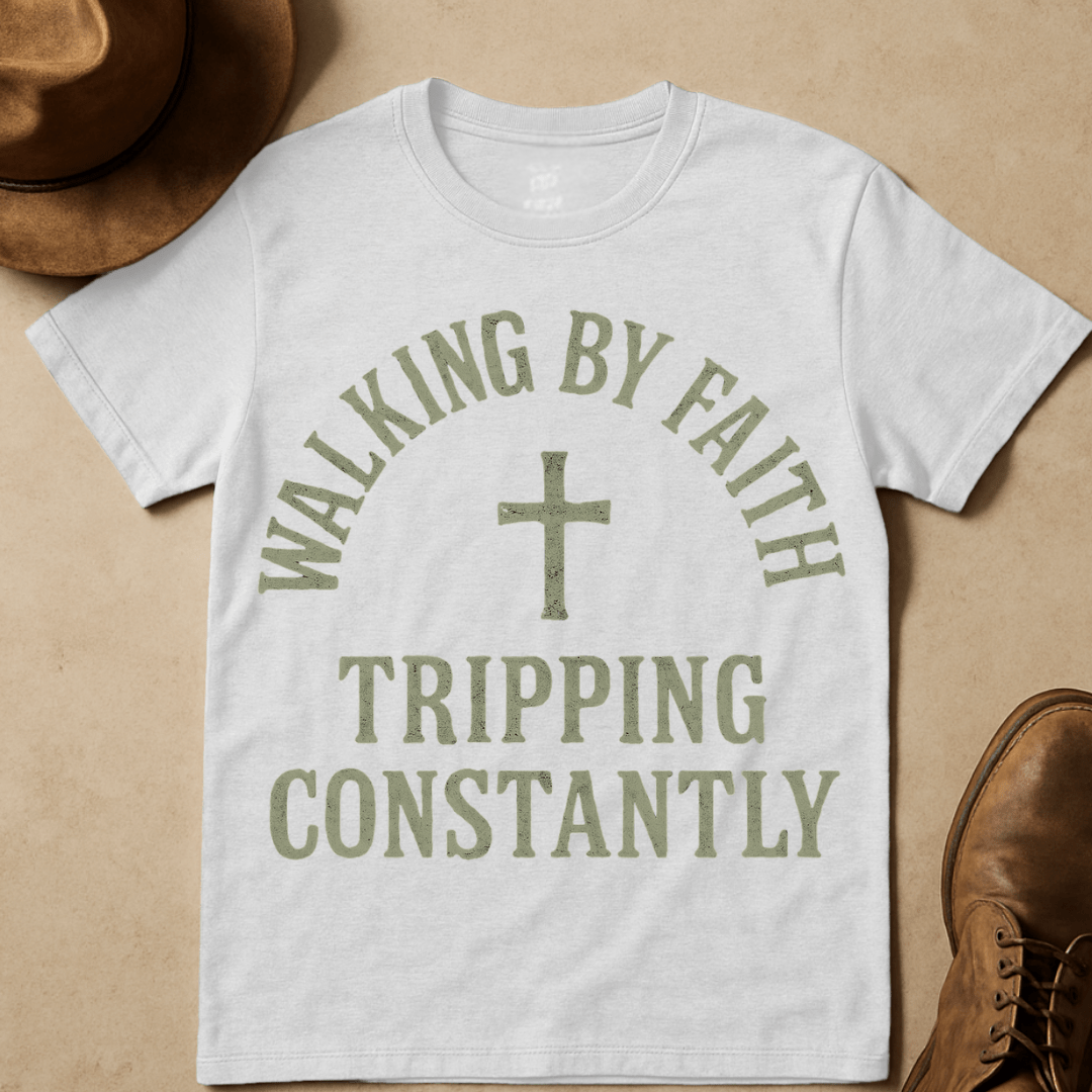 FUNNY WALKING BY FAITH T-SHIRT