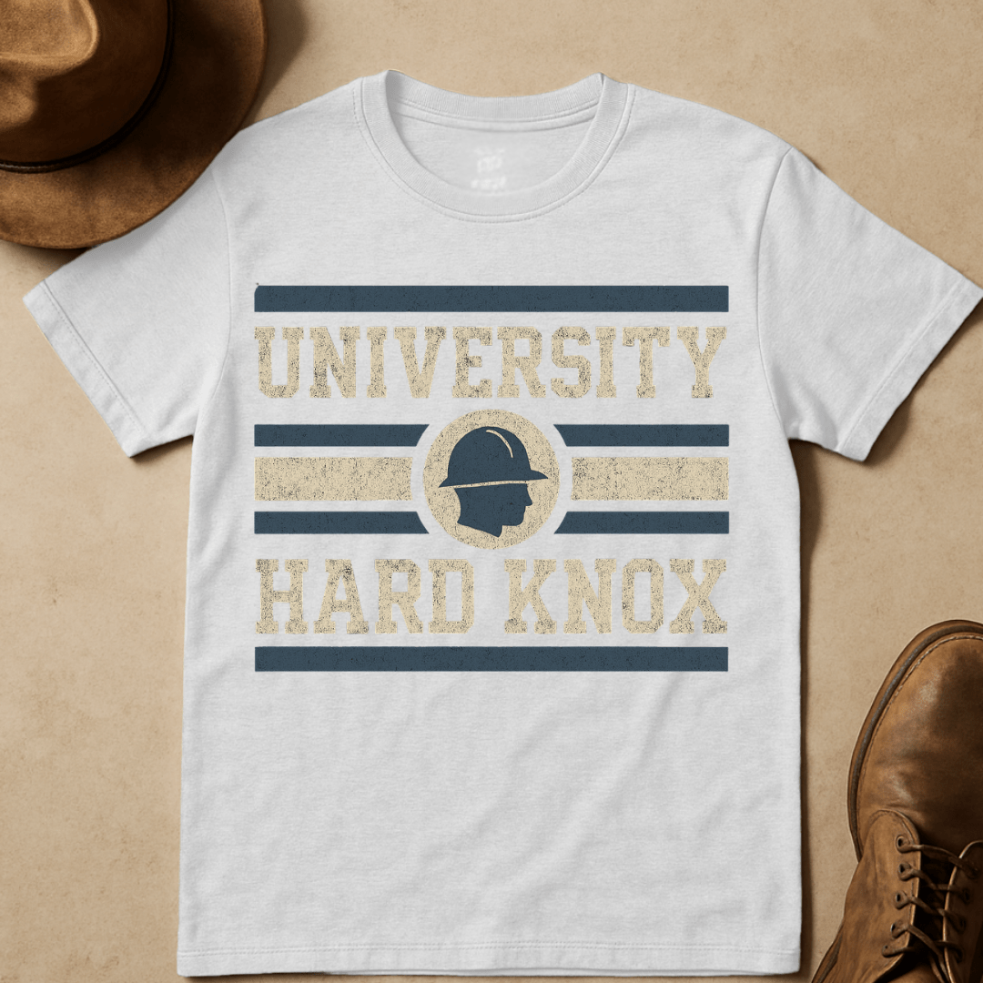 UNIVERSITY OF HARDKNOX STEEL WORKER T-SHIRT