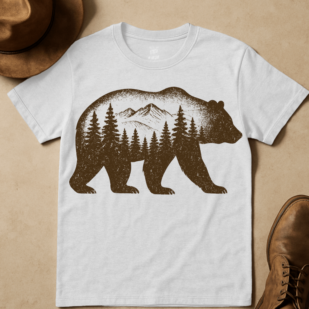 BEAR WINTER TREES T-SHIRT