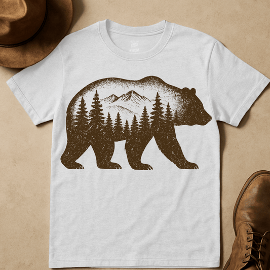 BEAR WINTER TREES T-SHIRT