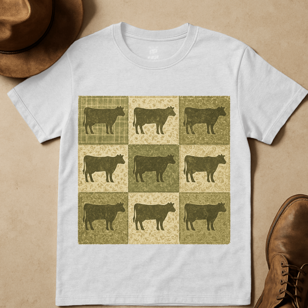 COW PATCHWORK QUILT T-SHIRT