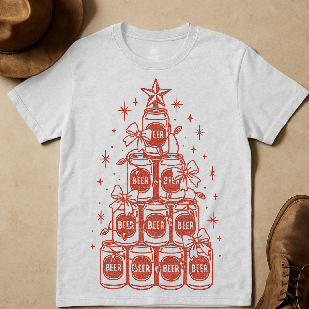 BEER CHRISTMAS TREE T-SHIRT