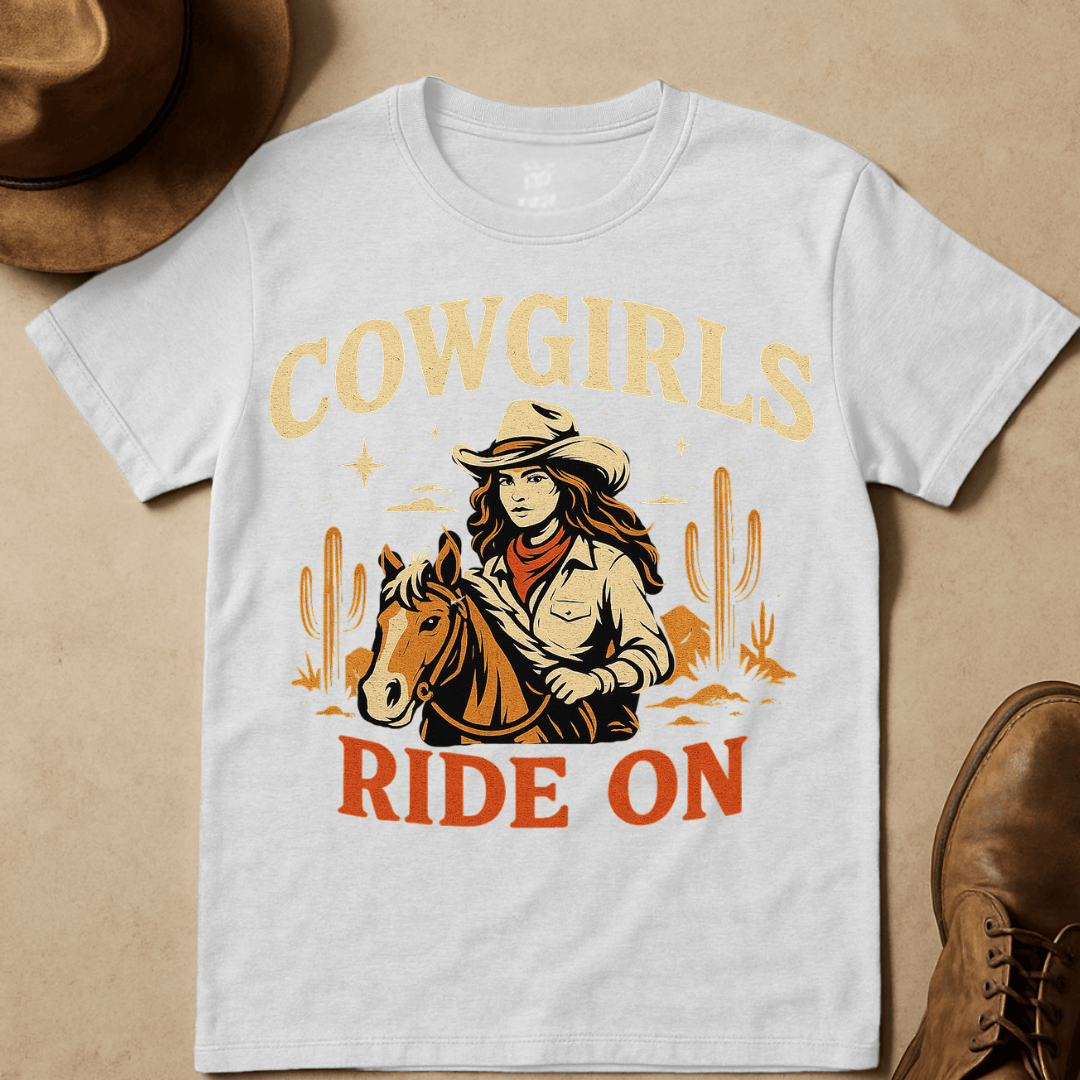 COWGIRLS RIDE ON T-SHIRT