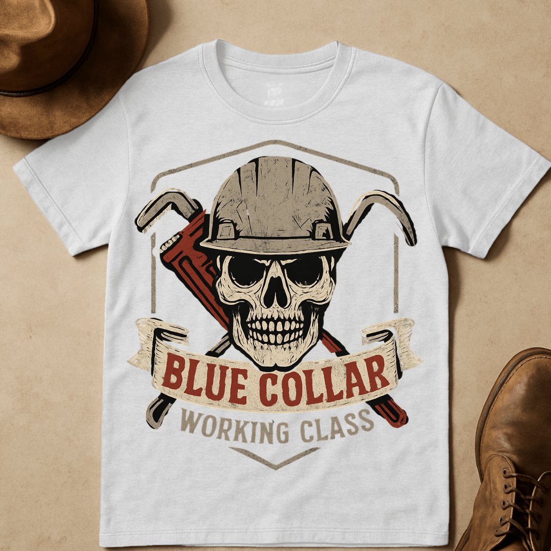 BLUE COLLAR SKULL T-SHIRT
