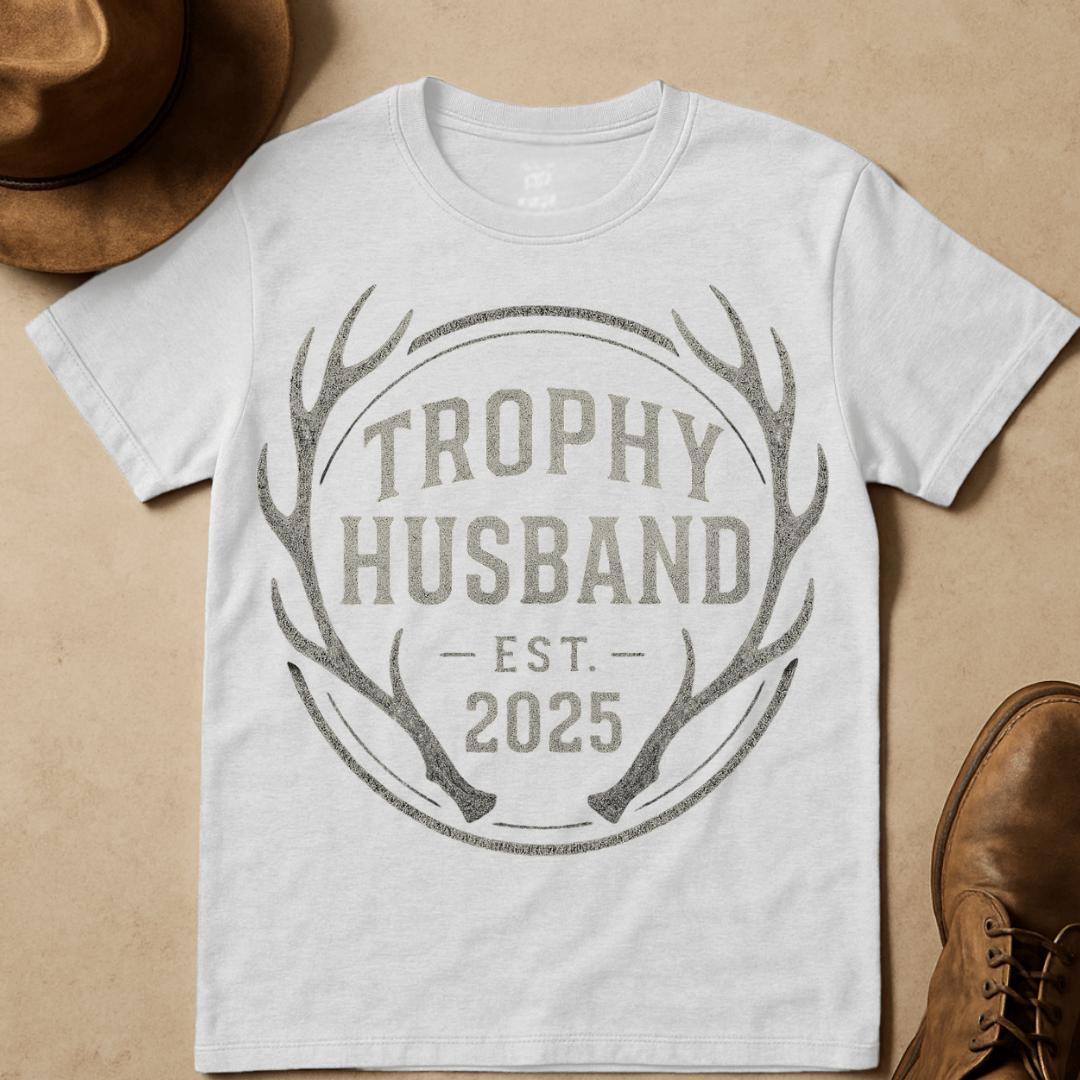 TROPHY HUSBAND ANTLER EMBLEM T-SHIRT