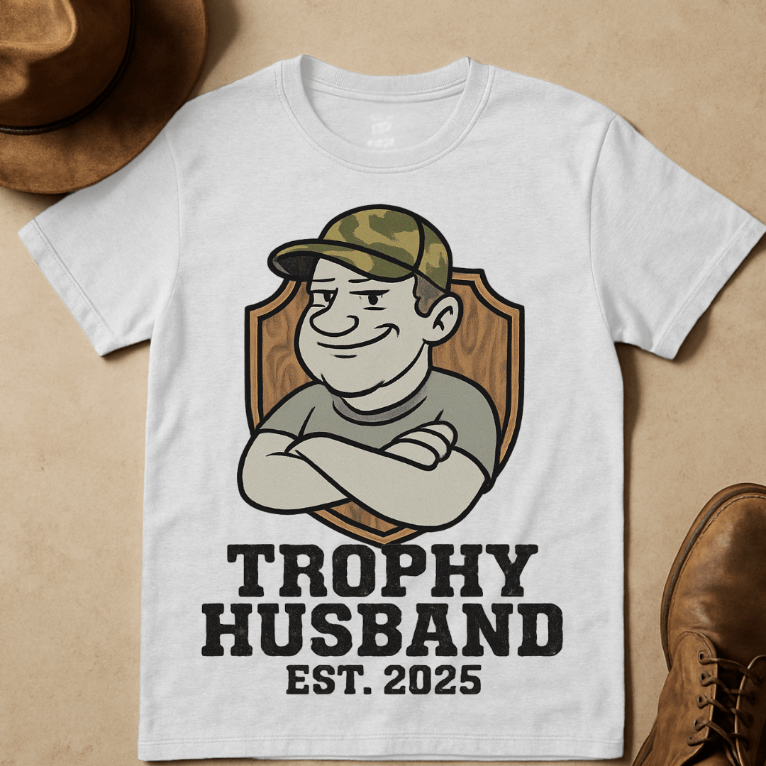 THROPHY HUSBAND CARTOON PLAQUE T-SHIRT