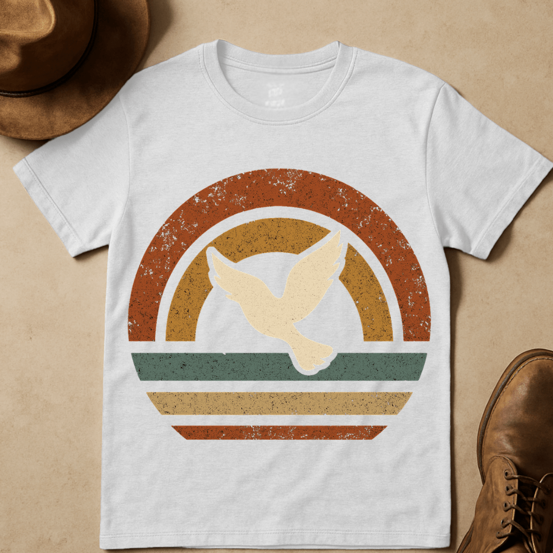 HIPPIE SUNSET WITH SOARING DOVE T-SHIRT
