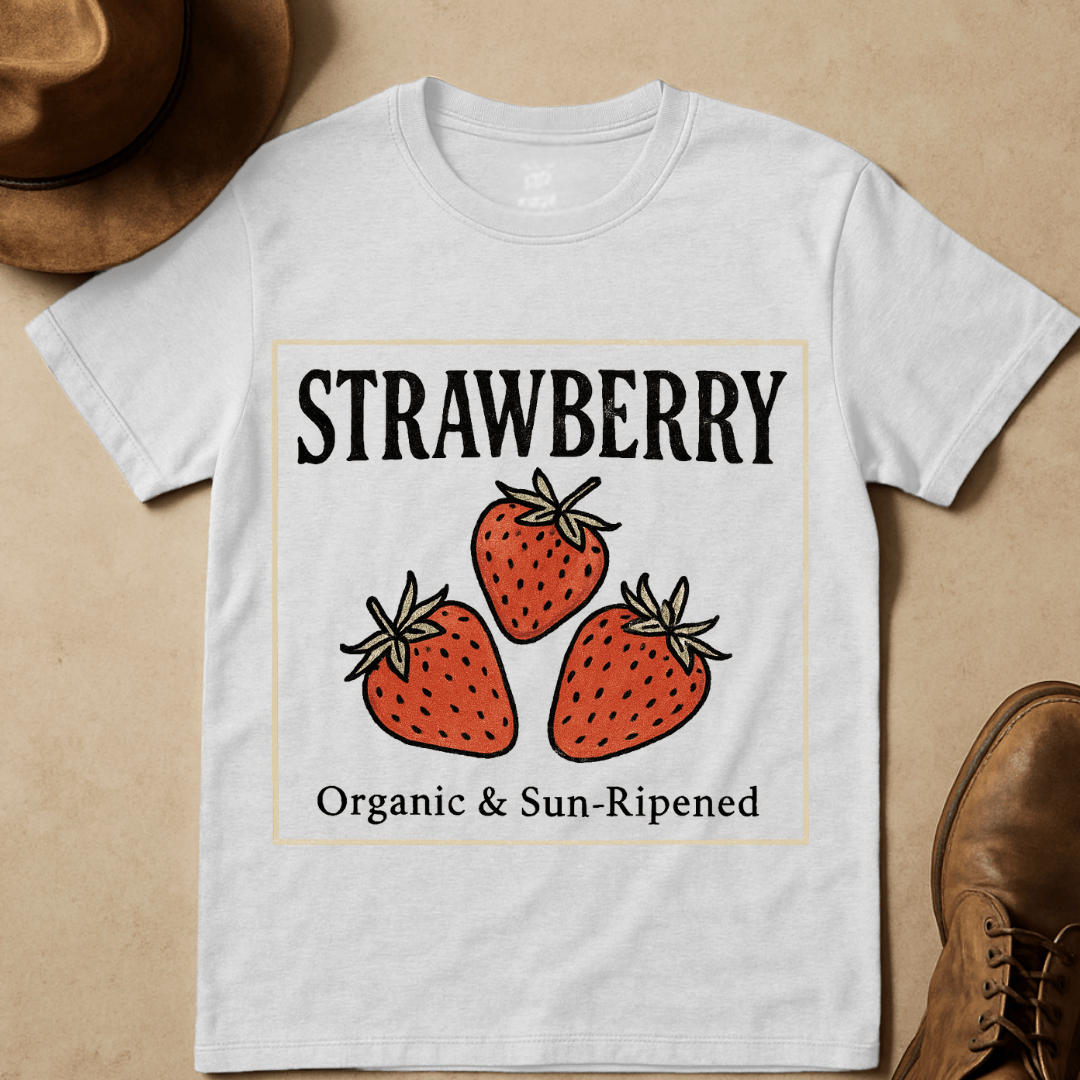 STRAWBERRY ORGANIC LABEL T-SHIRT