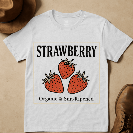 STRAWBERRY ORGANIC LABEL T-SHIRT