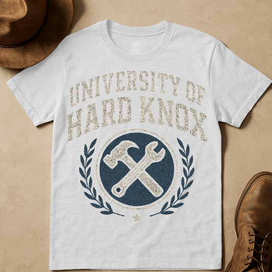 UNIVERSITY OF HARDKNOX VARISTY EMBLEM T-SHIRT