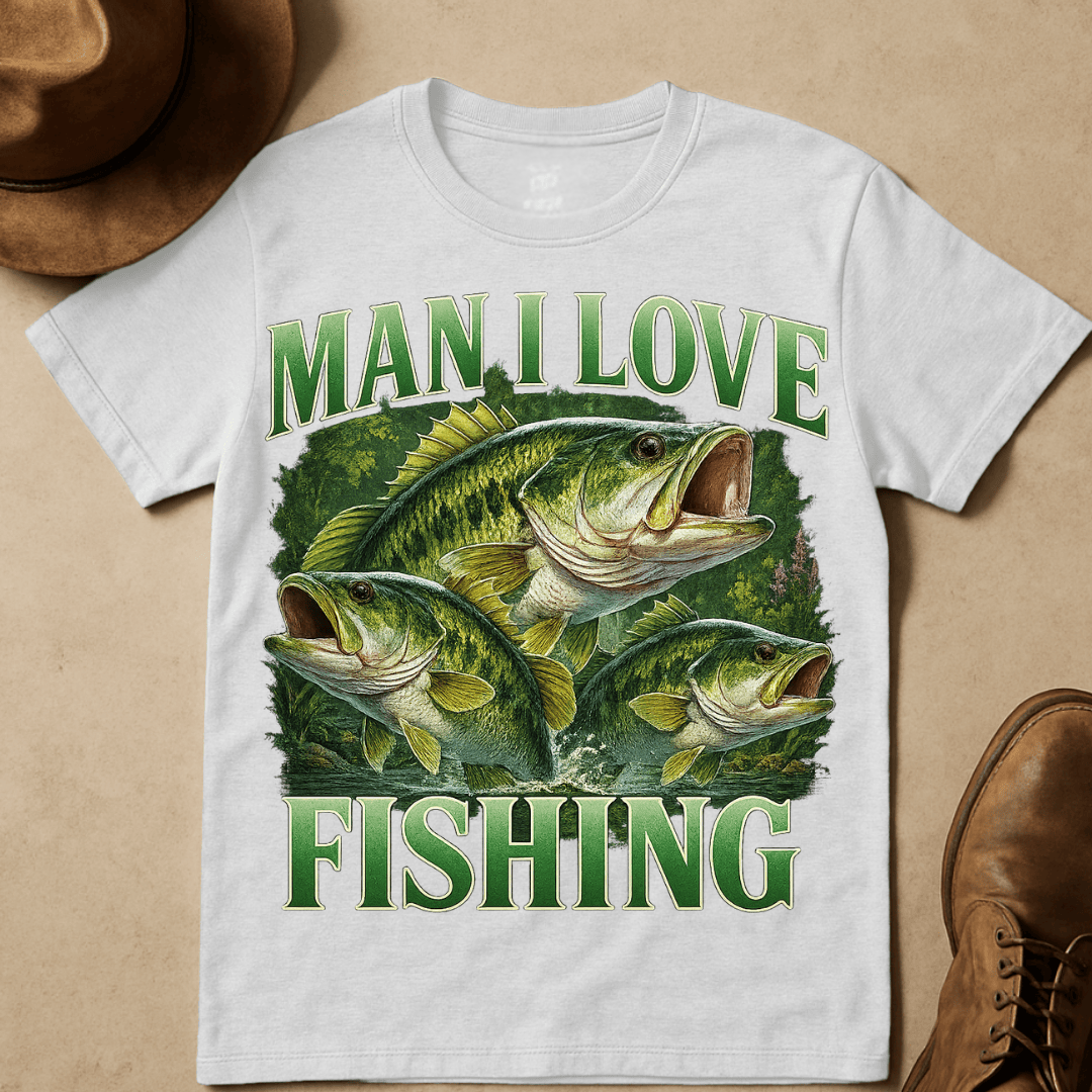 MAN I LOVE FISHING BASS T-SHIRT