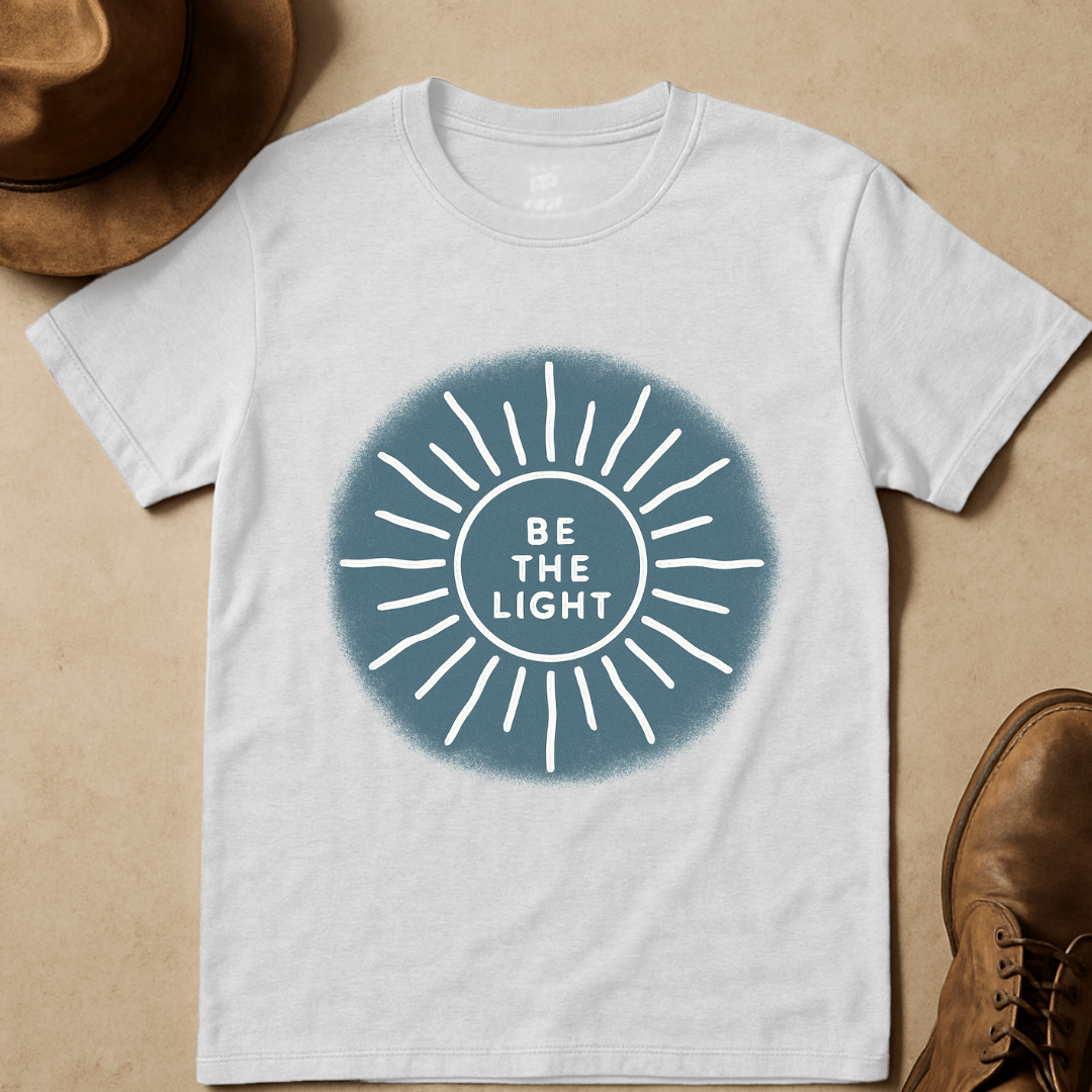 BE THE LIGHT DENIM BLUE T-SHIRT