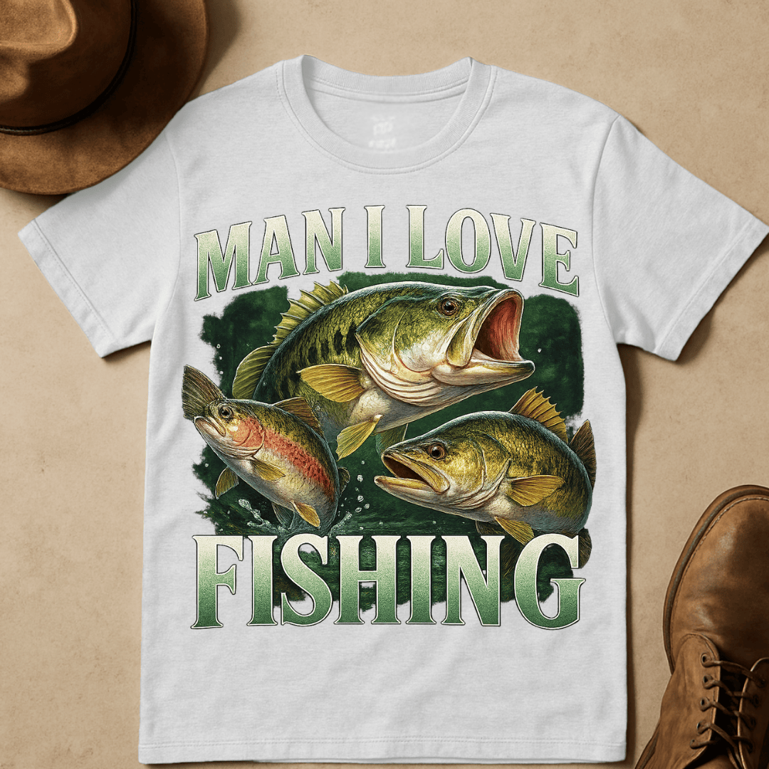 MAN I LOVE FISHING MIXED T-SHIRT
