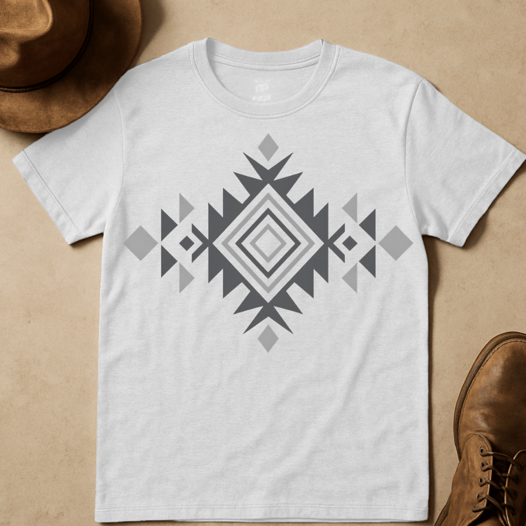 GREY WESTERN PATTERN T-SHIRT