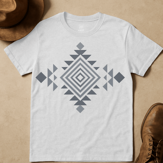 GREY WESTERN PATTERN T-SHIRT