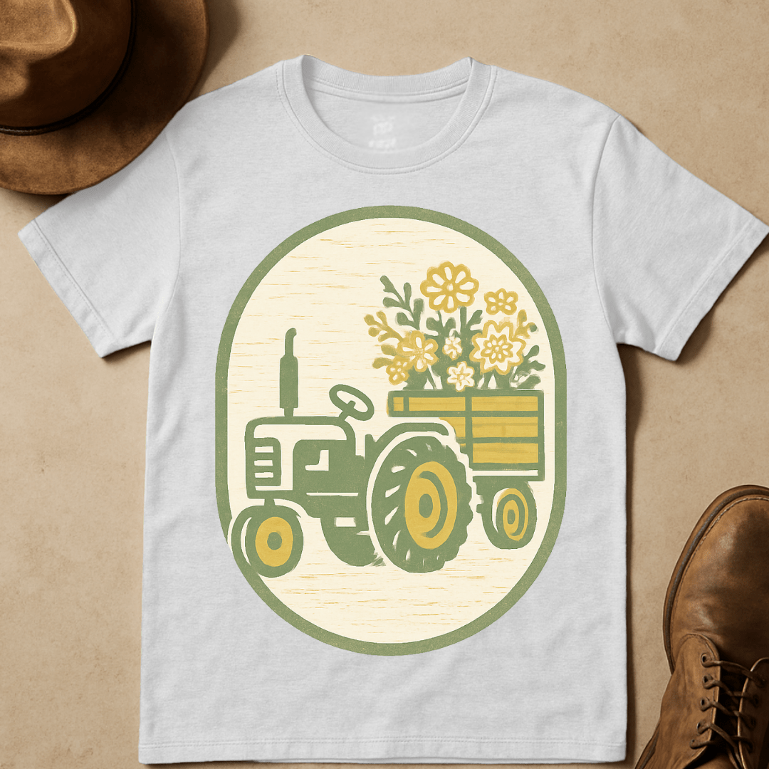 TRACTOR FLOWER WAGON T-SHIRT