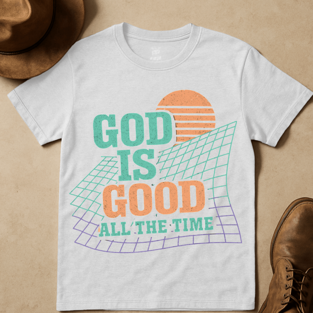 GOD IS GOOD RETRO GRID T-SHIRT